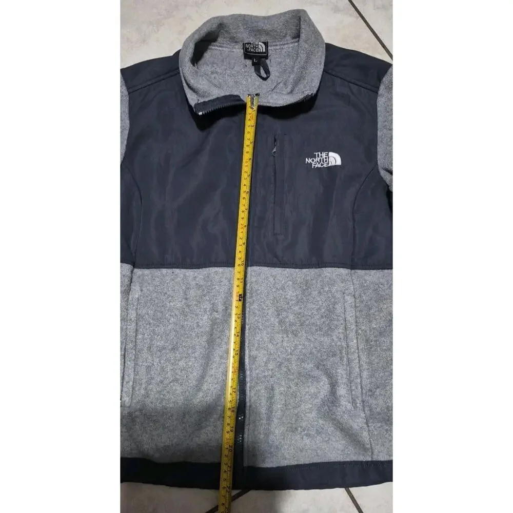 Vintage The North Face Denali Fleece Jacket Mens L Gray Black Made USA Full Zip